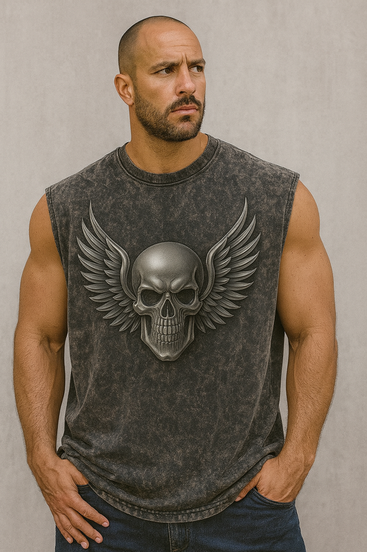 Sleeveless Oversize Acid wash T-shirt
