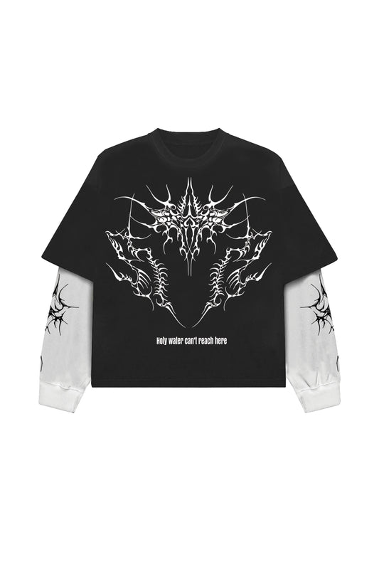 Encrypted Soul Designed B&W LS Oversized Tee